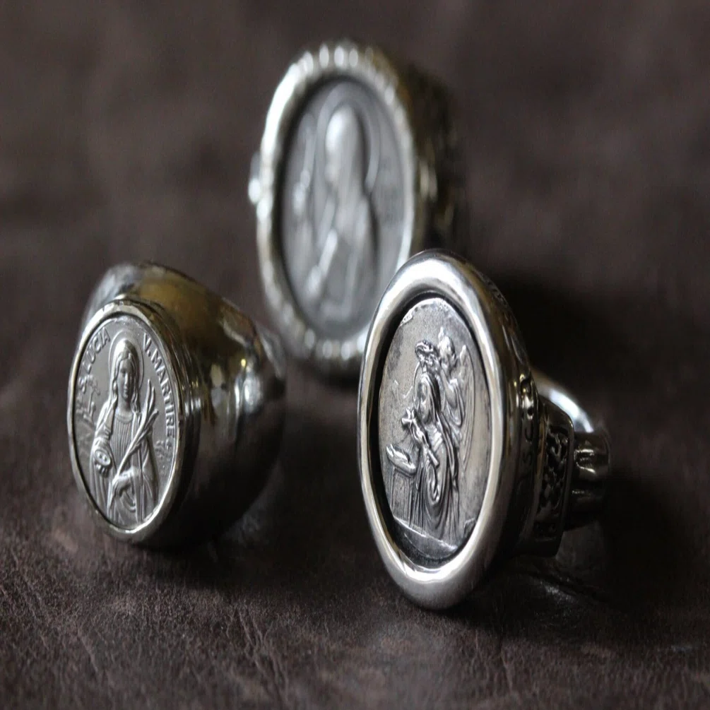 New Arrivals 】シルバー925リング 聖ベネディクトメダイリング 