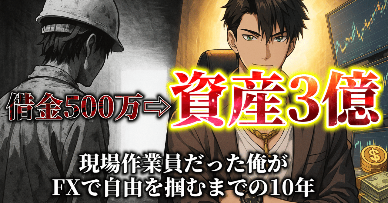 借金500万→資産3億】現場作業員だった俺が、人生を逆転するまでのリアルな話｜影山@FXトレーダー［ドル円/ゴールド/ビットコイン］