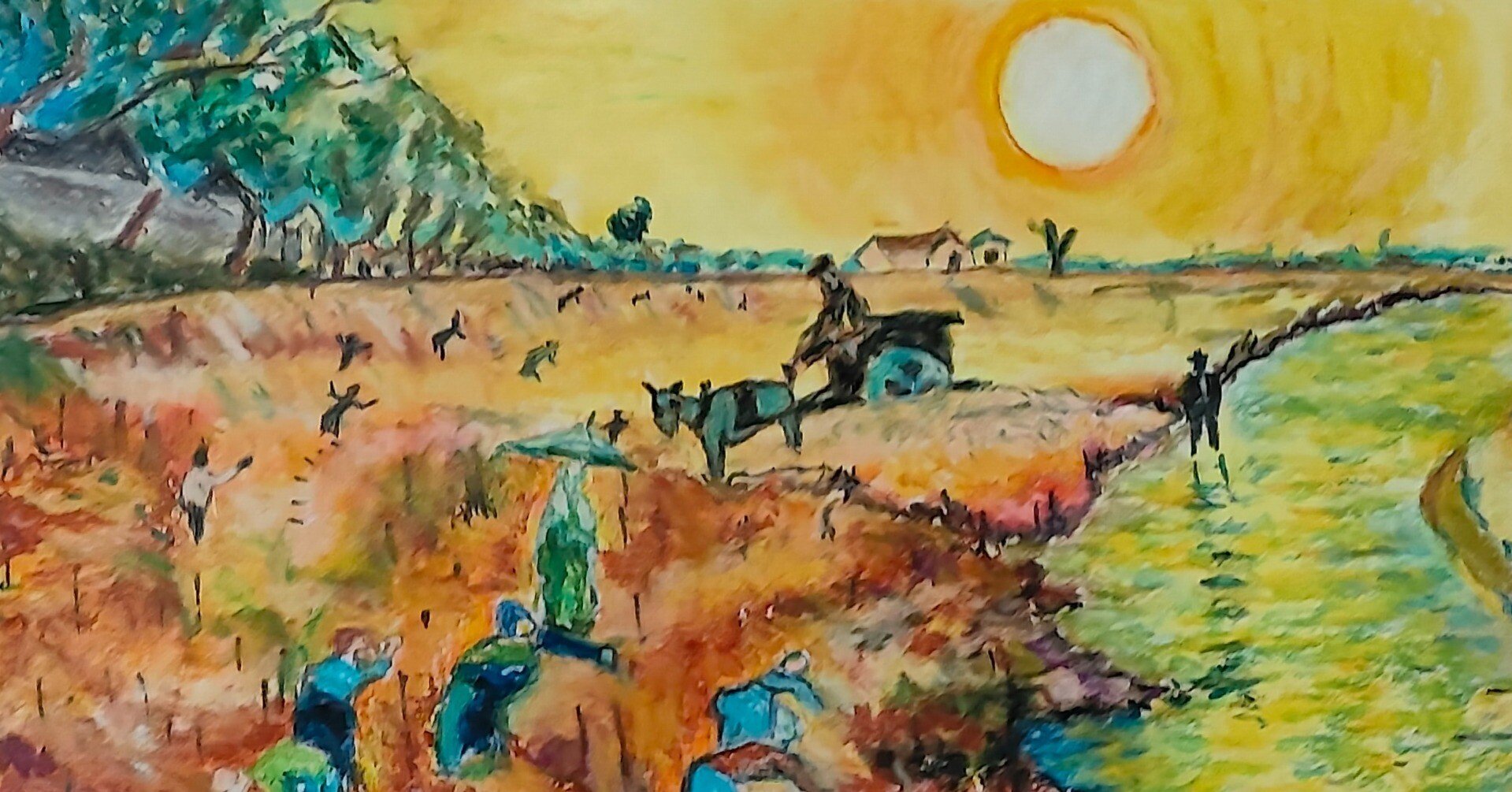 油彩原画 カンボジアの森の夕日　F 6号 油彩原画 カンボジアの森の夕日 F 6号 絵画軸 絵画千住博