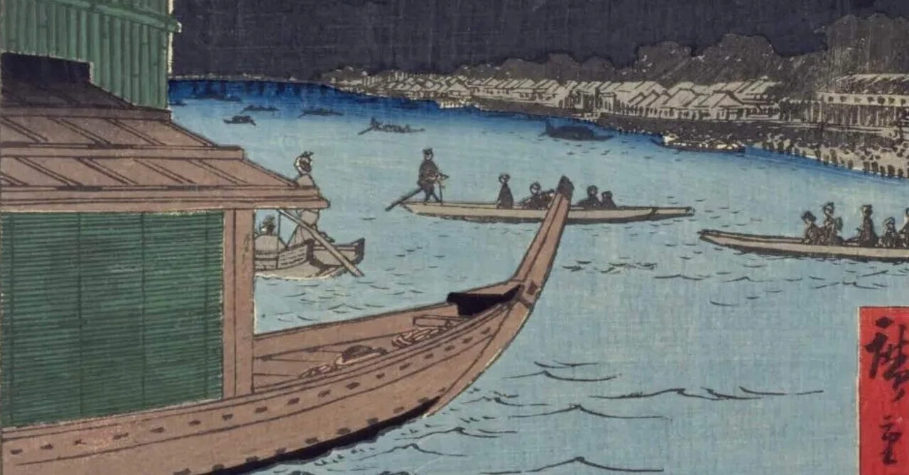 舟に揺られて、吉原へ『名所江戸百景 浅草川首尾の松 御厩河岸』｜瑠奈
