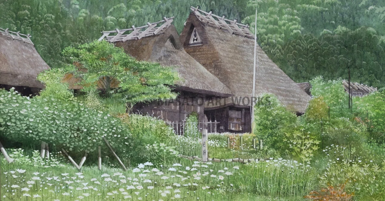 懐かしい“茅葺きの風景”を描いた水彩画7作品のスライドショー作りまし
