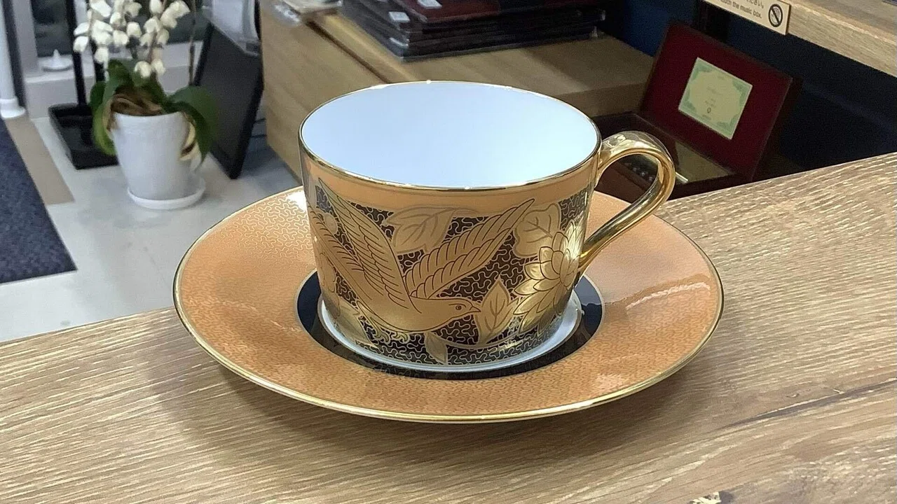 ノリタケ オマージュ コレクション カプチーノカップ&ソーサー(橙絵