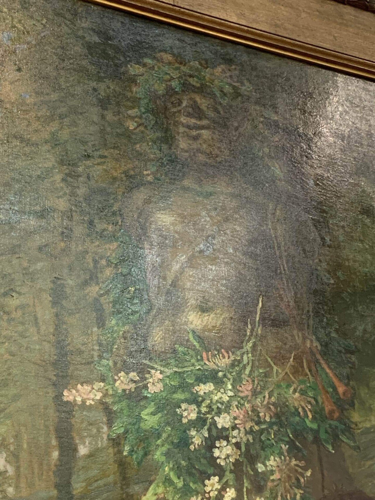 【美品】絵画　『窓から眺める丘』　フランス・ゴブラン織り使用　良質　額絵 絵画 窓から眺める丘 フランス・ゴブラン織り 良質キャン