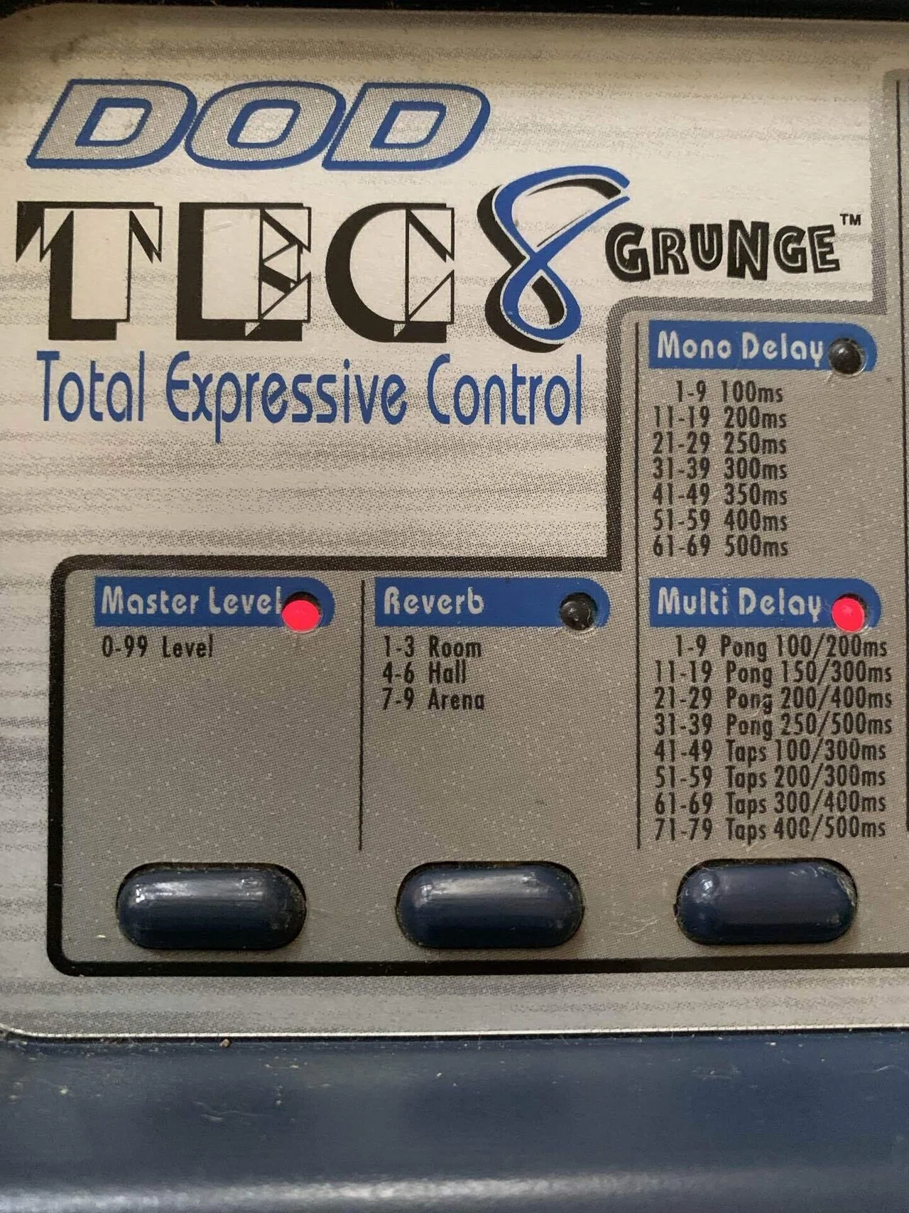 【動作確認済】DOD tec8 マルチエフェクター 1997年製 DOD TEC8 アナログ・マルチエフェクター 専用アダプター付き 追加販売