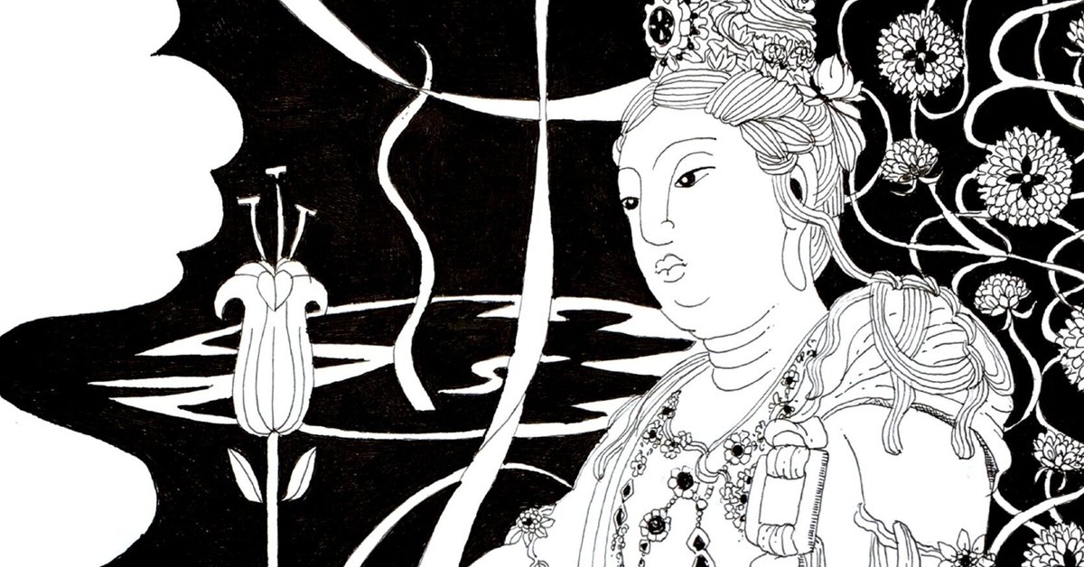【真作】絵画　水墨画　観音菩薩像　静謐な観音菩薩　仏画　優美な筆致　W173 真作】絵画 水墨画 観音菩薩像 静謐な観音菩薩 仏画 優美な筆致