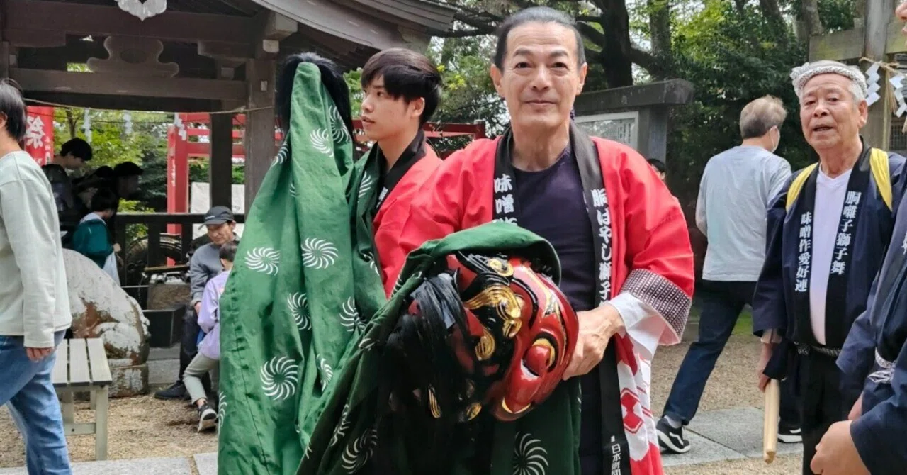 雄勝町胴ばやし獅子舞味噌作愛好連 演舞（羽黒山鳥屋神社例祭 神賑行事 