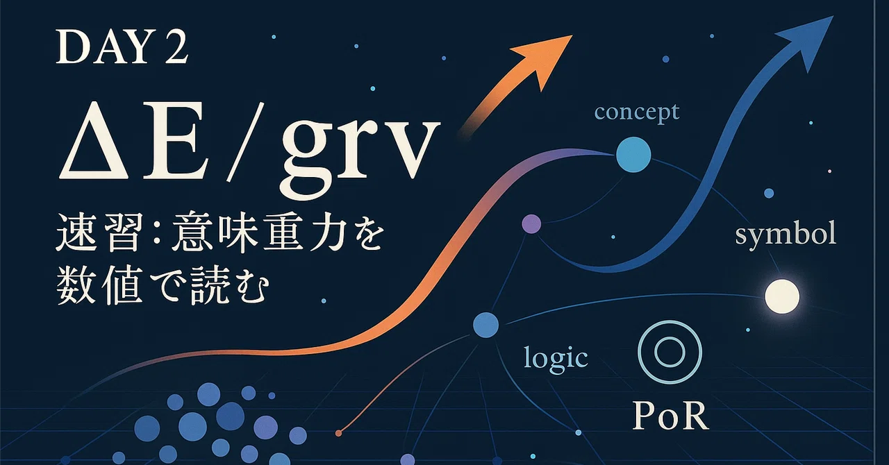 Day 2 ΔE / grv 速習:意味重力を数値で読む|ユウ@揺るがす者