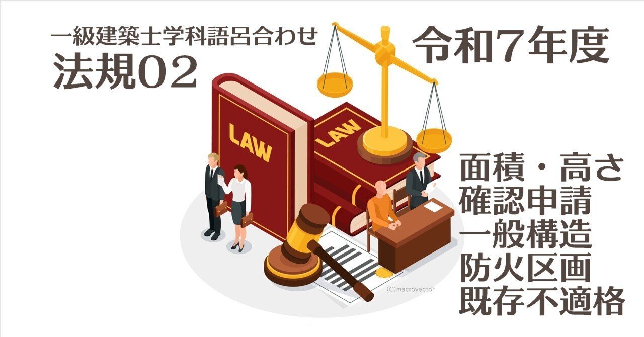 一級建築士学科語呂合わせ【法規02】面積・高さ/確認申請/一般構造