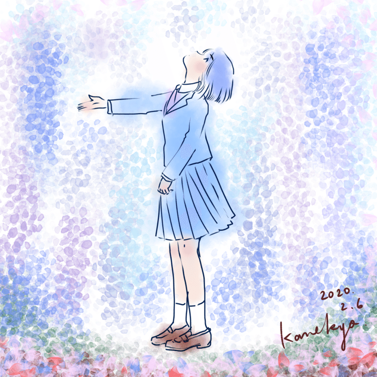 春が降ってきた。　
#イラスト　#絵　#少女　#女の子