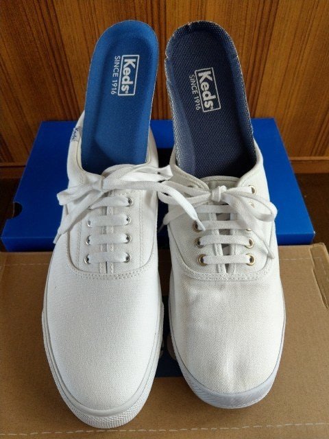 【入手困難】Keds ホワイト キャンバス オックスフォード スニーカー keds ケッズ オックスフォード 白 スニーカー 24.5 キャンバス