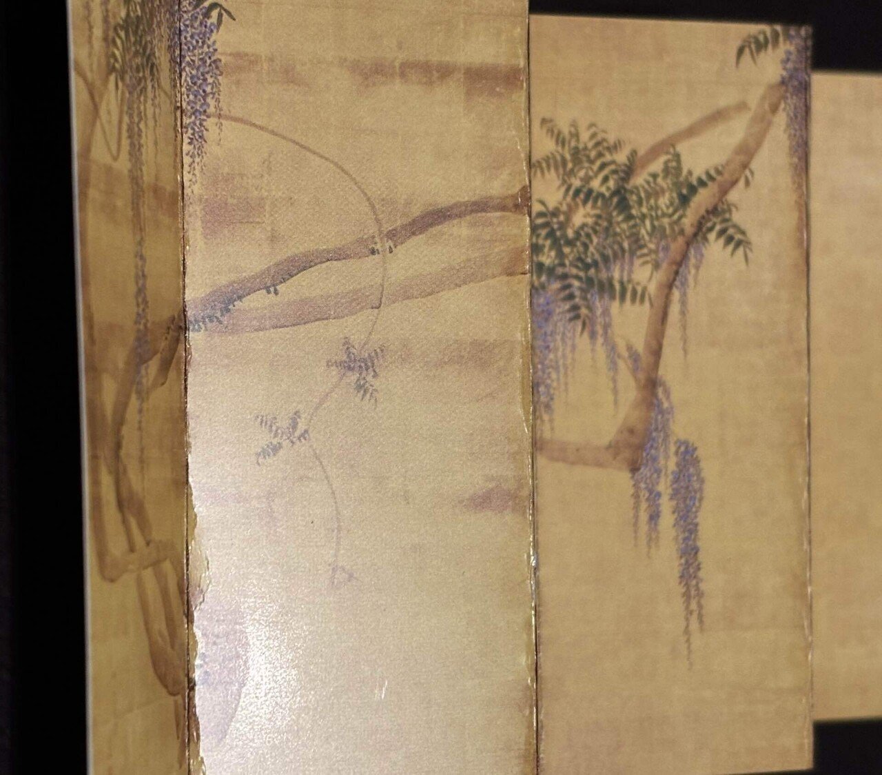 円山応挙、藤花図屏風、超希少・大判画集画、新品高級額装付 応挙の藤花図と近世の屏風」展 根津美術館 | 猫アリーナ