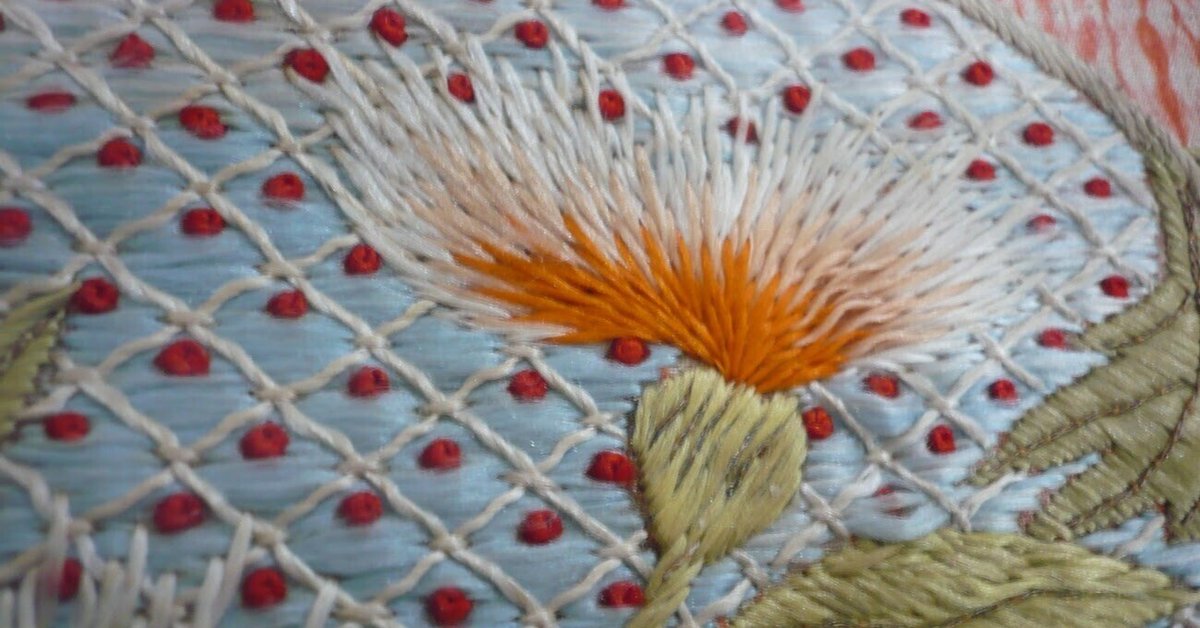 鑑賞しよう！（その1）薊に牡丹文様絞りに刺繍帯・技法解説｜昭和