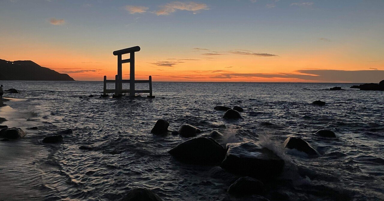 日本画 老夫婦の海辺の風景