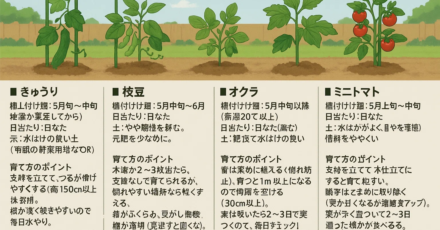 家庭菜園スタート：4種の夏野菜の育て方｜10works
