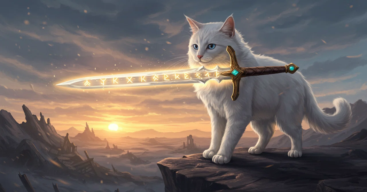 ImageFX】猫に剣を咥えさせたい｜蟒蛇 来都（うわばみ らいと）