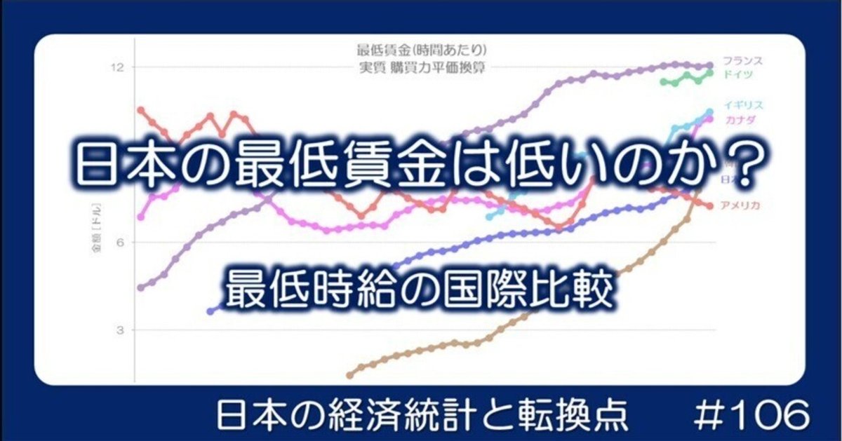 106 日本の最低賃金は低いのか？ - 購買力平価換算値の国際比較