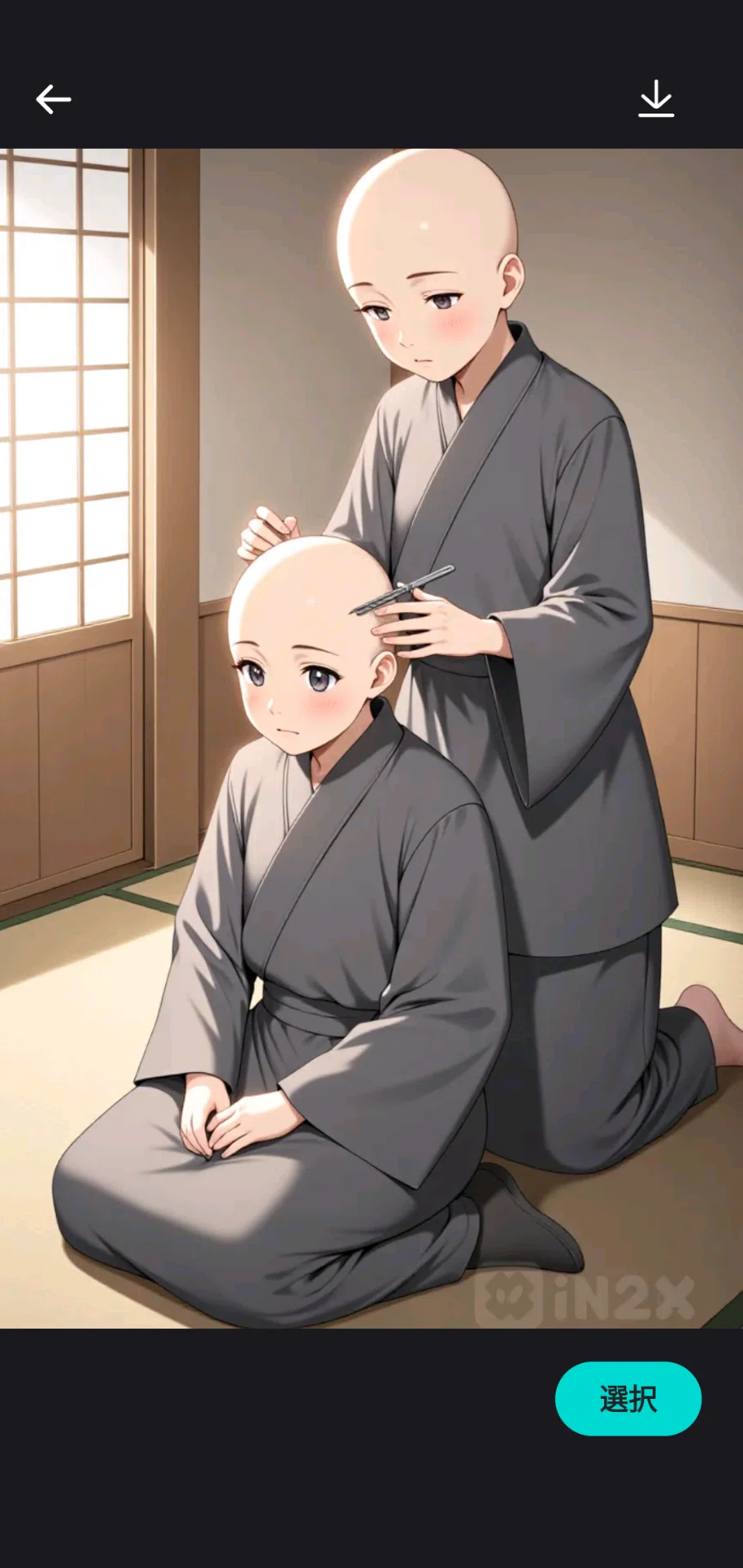 AI髪フェチ【073】修行中の尼僧の剃髪(2)>得度済み尼僧と未得度の見習い尼僧|はやてしゅん