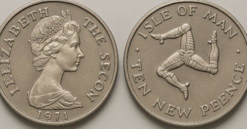 マン島 10ニューペンス硬貨☆1975年／未使用品／三脚巴・トリスケリオン／ 三本足の島」〜マン島の時をかける10ペンス〜｜アンティークコインの物語