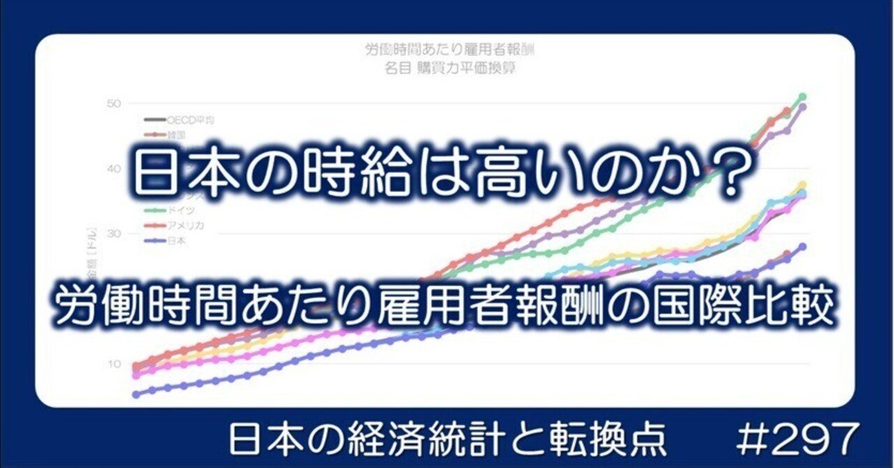 297 日本の時給は高いのか？ - 労働時間あたり雇用者報酬｜小川