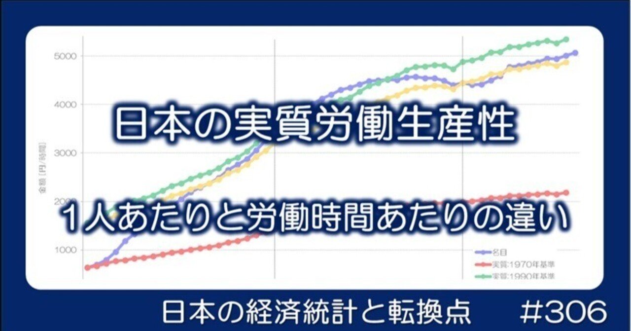 306 日本の実質労働生産性 - 年間と時間あたりの違い｜小川製作所 | 製造業x経済統計