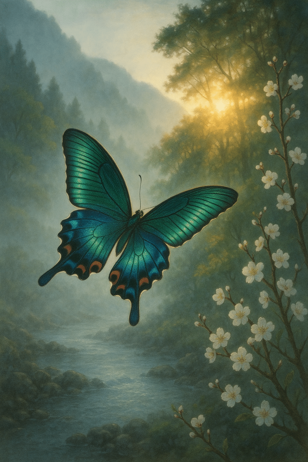 【絵画】ネイチャーアート「山ゆりを訪れるカラスアゲハチョウ」原画 蝶の羽根 ルソンカラスアゲハ[10285003515]の写真・イラスト素材