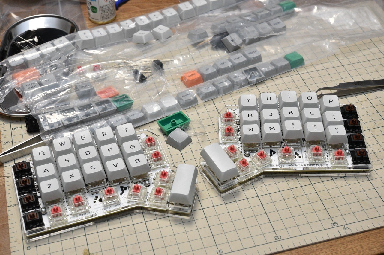[自作キーボード] ErgoDash mini 組み立て済み 自作キーボード] 左手側が(ほぼ)完成した [ErgoDash mini