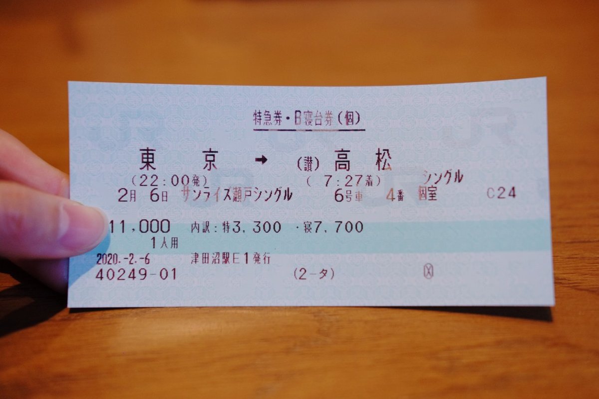 寝台特急 トワイライトエクスプレス 特急券・寝台券 スイート カード