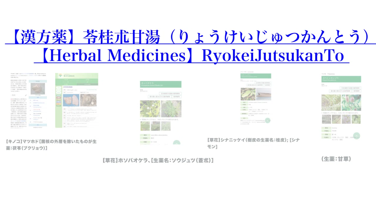 【漢方薬】苓桂朮甘湯（りょうけいじゅつかんとう）【Herbal Medicines】RyokeiJutsukanTo ｜200im