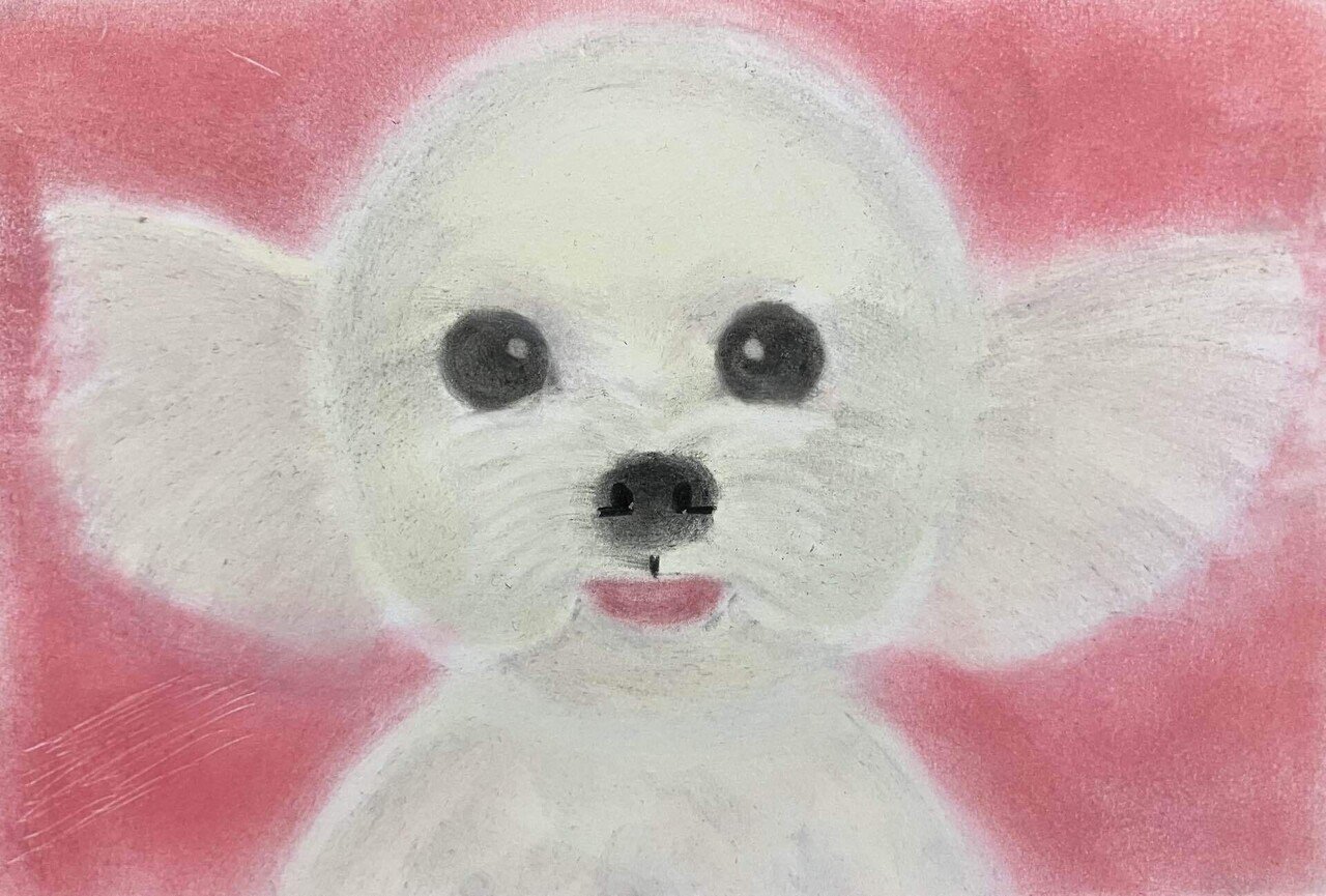 わんちゃんのパステル画です。｜まる