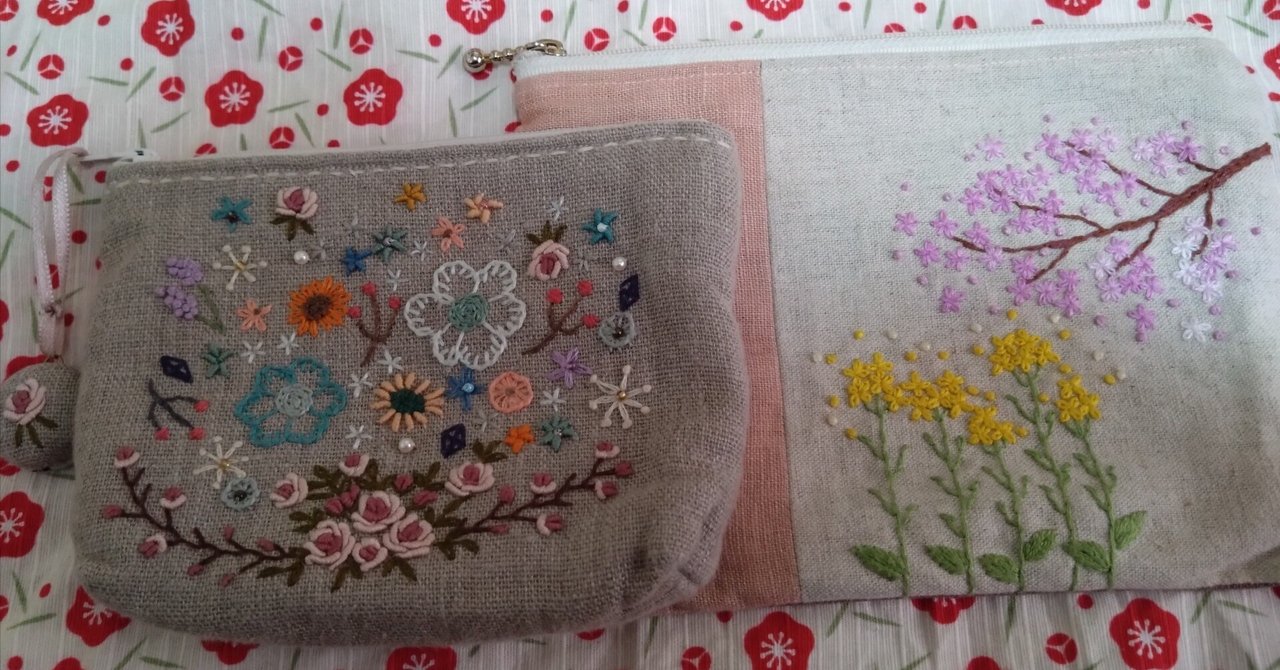 手刺繍ポーチ｜待雪草