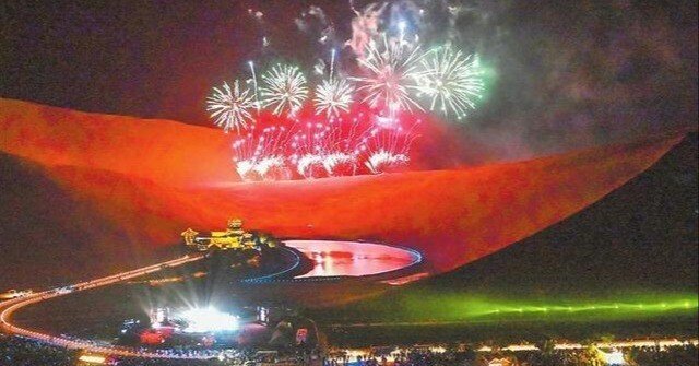 絵画「シルクロード～ 月牙泉のほとりの楼閣」　水彩画 s-201010061043254410.jpg