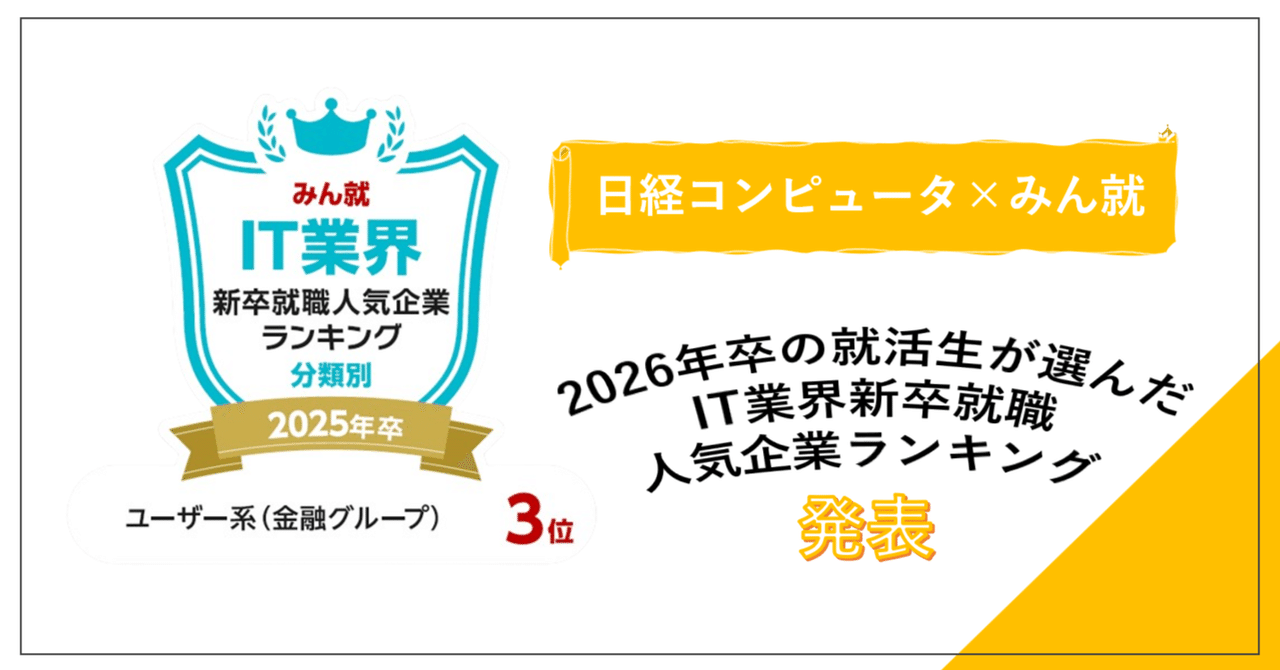 IT業界新卒就職人気企業ランキングにて３年連続でユーザー系（金融グループ） ３位を獲得！｜ＳＯＭＰＯシステムズ(株)【公式note】
