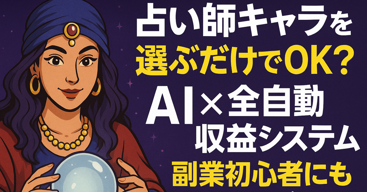 占い師キャラを選ぶだけでOK?“AI×全自動収益システム”が、副業初心者にもやさしすぎた件。てるてる