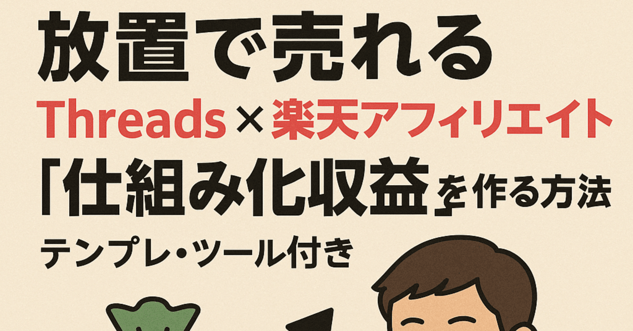 【放置で売れる】Threads×楽天アフィリエイトで「仕組み化収益」を作る方法テンプレ・ツール付きアキラ先生のブログ道場