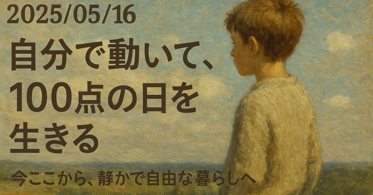【2025/05/16】『自分で動いて、100点の日を生きる』― 今ここから、静かで自由な暮らしへ ―【うつ病引きこもり】Sawyer@AI gaming lifestyle
