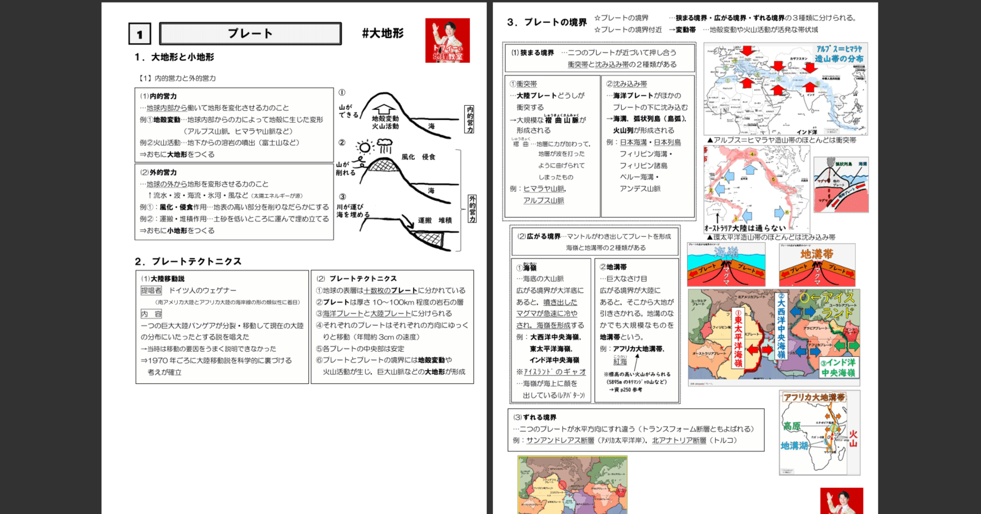 01-03 大地形プリント #高校地理 #プリント #授業動画 #共通テスト