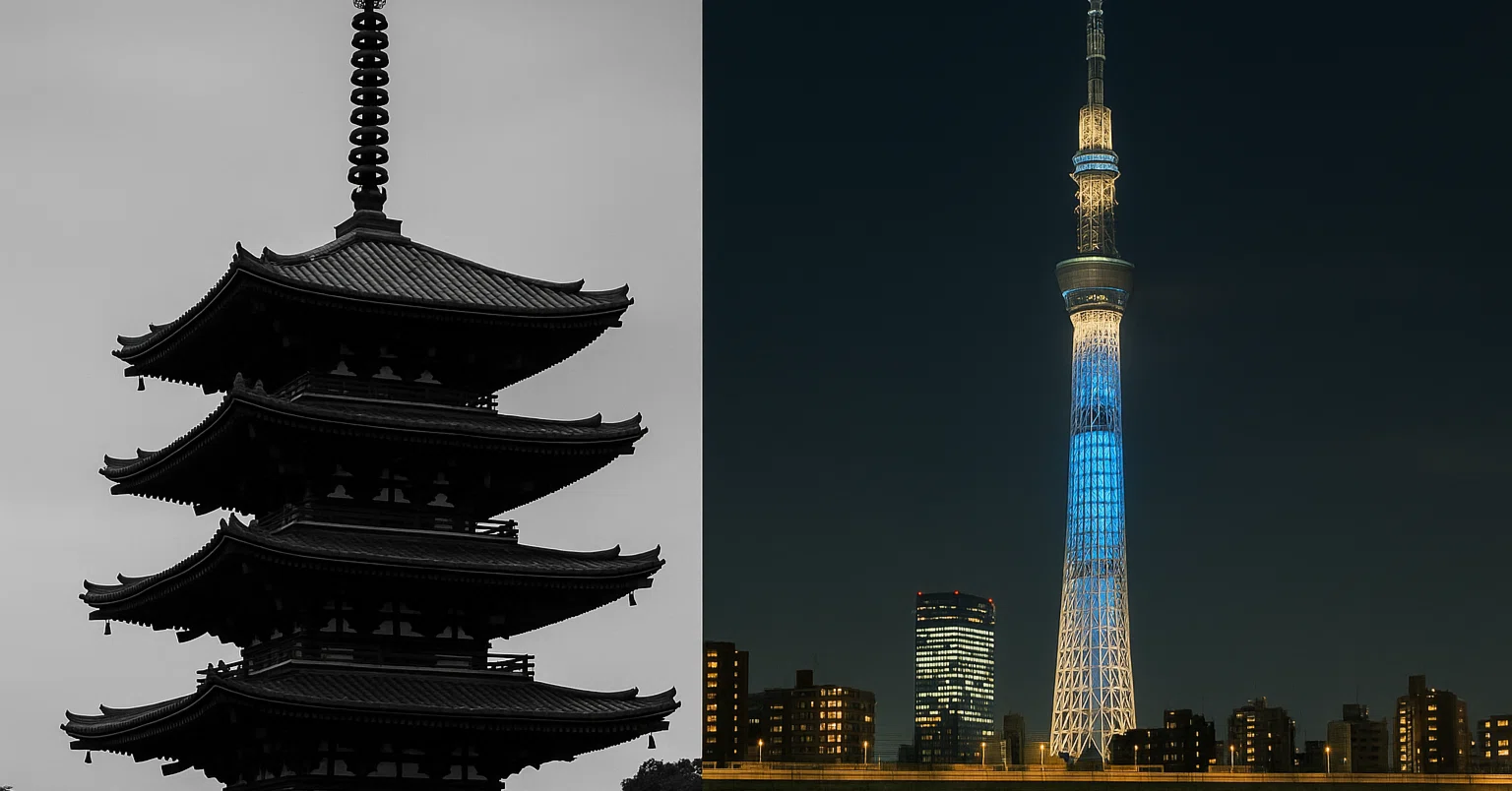 法隆寺五重塔×東京スカイツリー×AI｜1300年の叡智が導く“共振・慣性