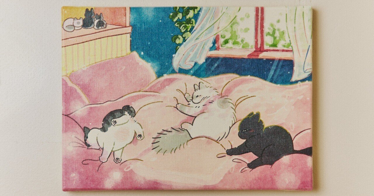 絵画。原画【黒猫と美味しいおにぎり】 絵画 アカザ麦 通販