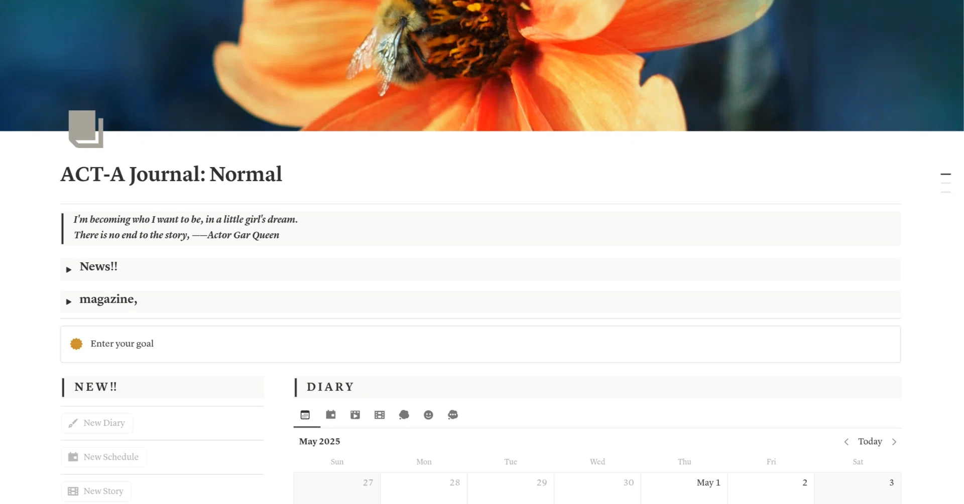 [Notion] ACT-A Journal: Normal [Template Distribution]｜芥川枸櫞