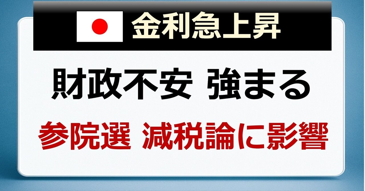 【サクッと解説】日本の金利急上昇👇のように金利上昇が勢いづいています。景気や株価はもとより、参院選に向けた減税の議論や住宅ローン（特に固定金利型）にも影響する大切な話です。ポイントをわかりやすく解説しました👇note