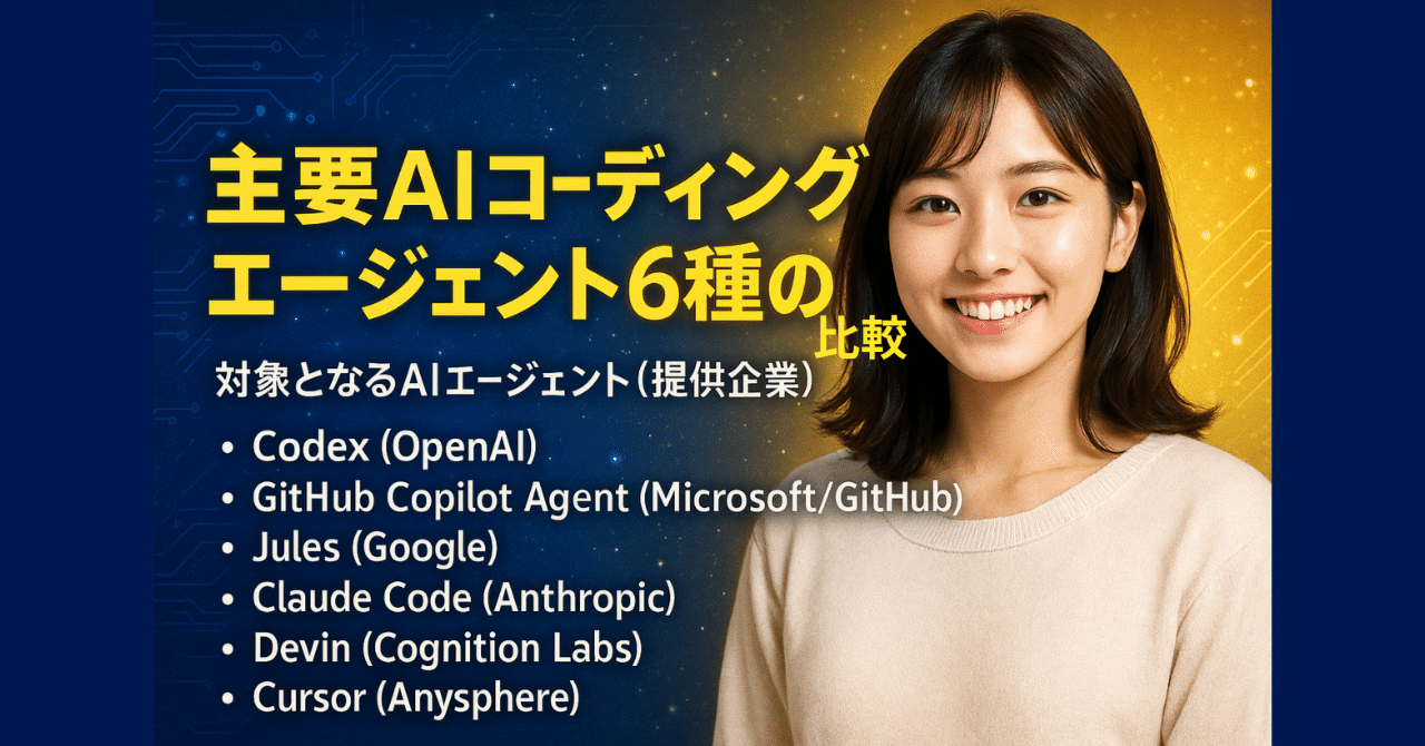 主要AIコーディングエージェント6種の比較｜IT navi