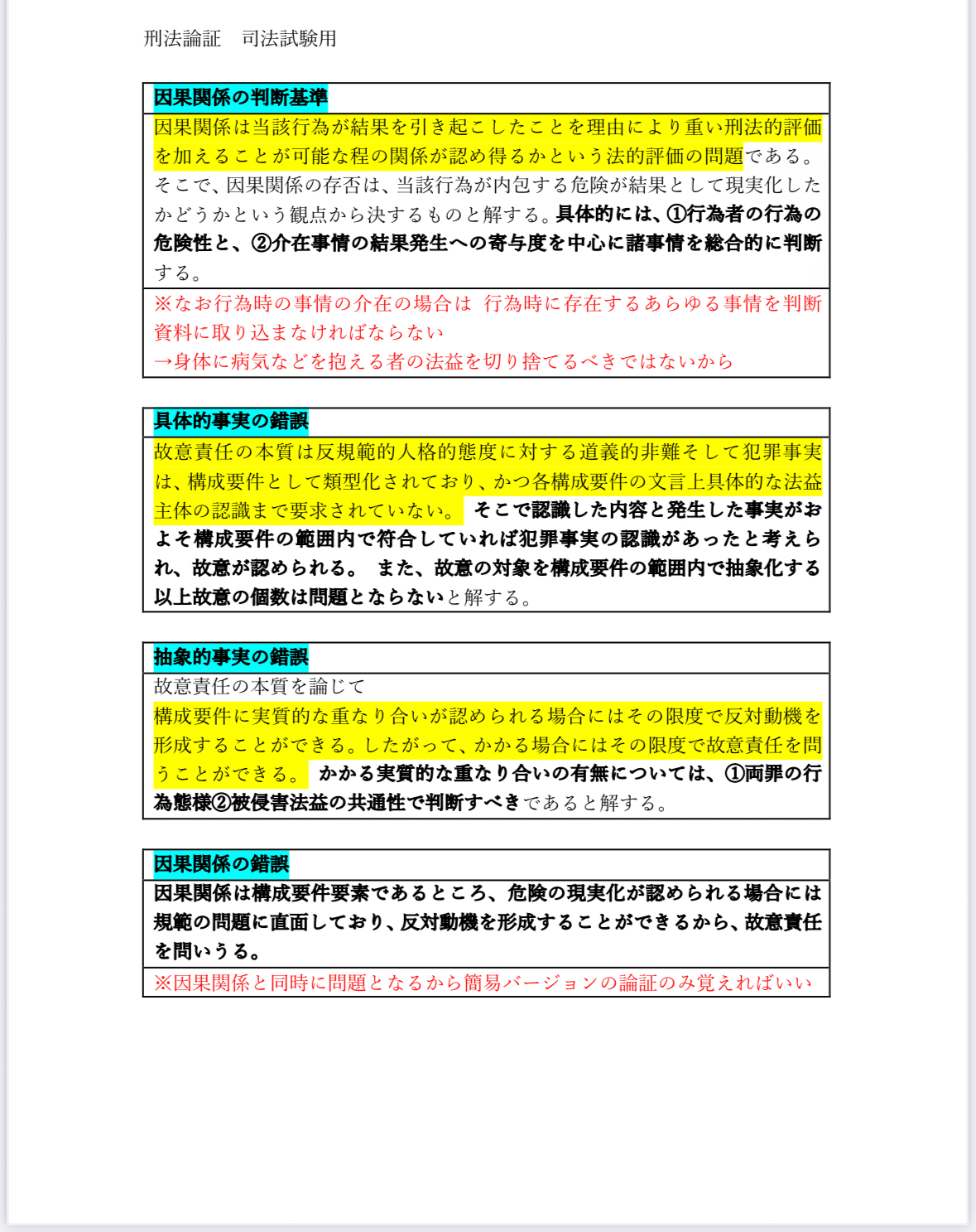 司法試験論証集 犯罪構成要件一覧表 重要犯罪完全整理本 3点セット