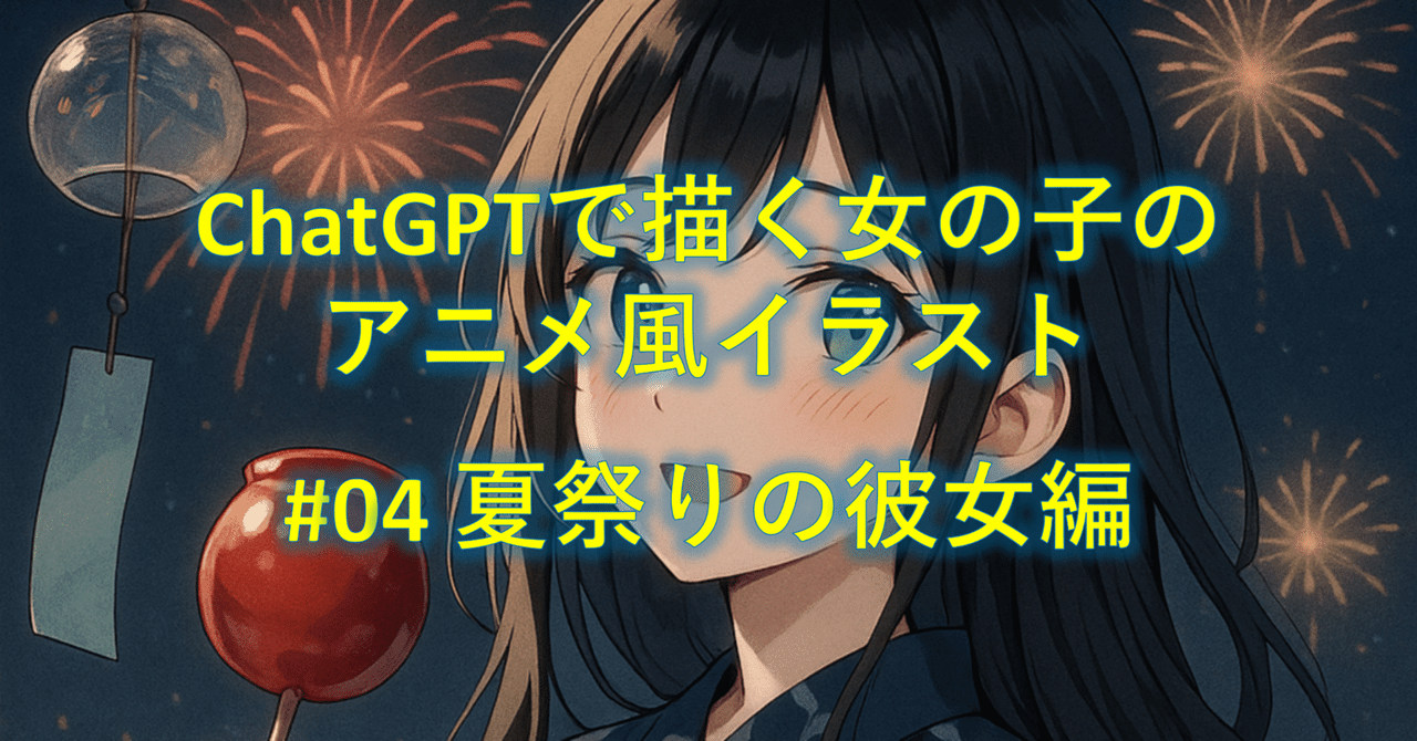 ChatGPTで描く女の子のアニメ風イラスト #04 夏祭りの彼女編prin