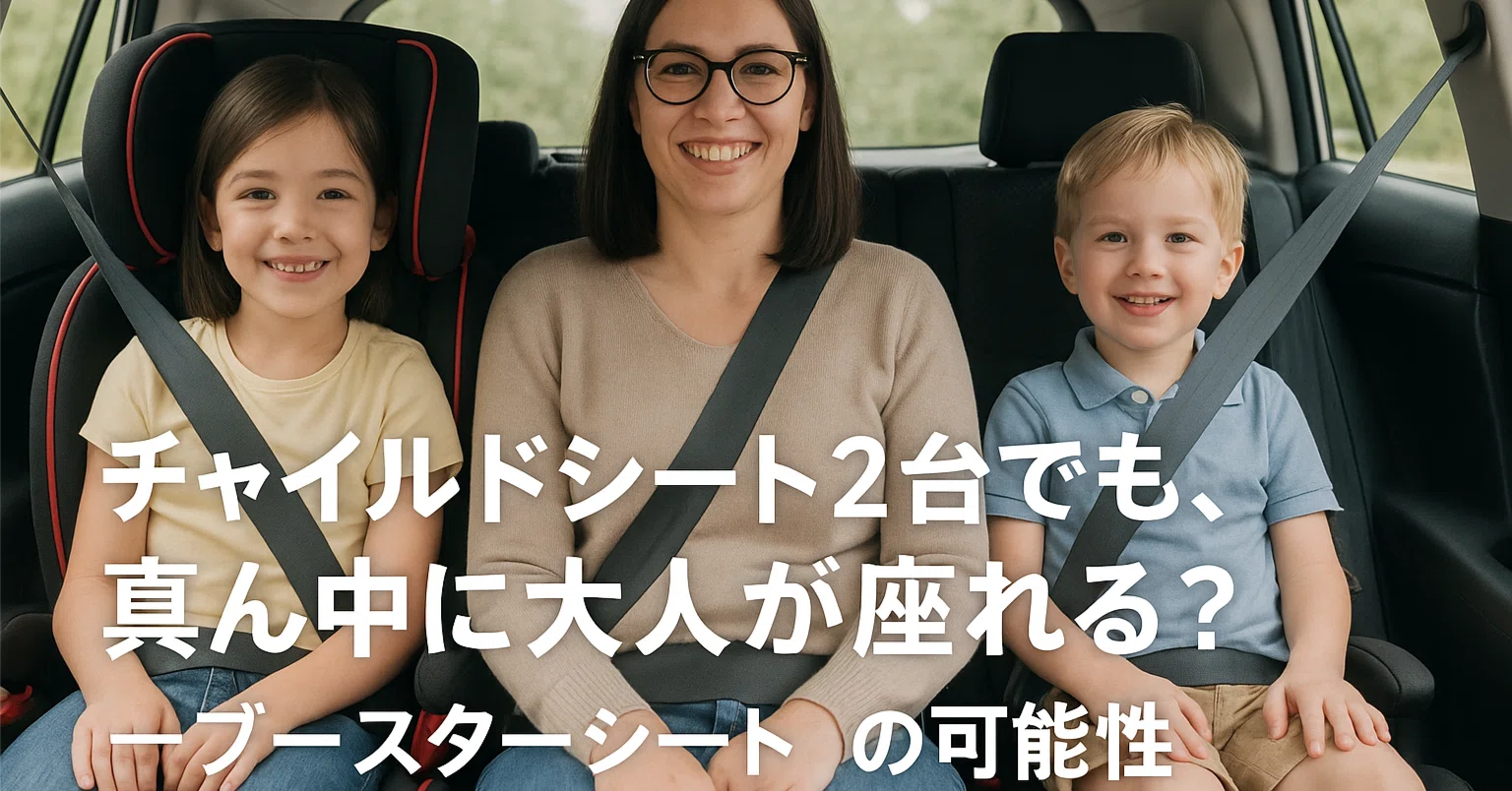 チャイルドシート2台でも、真ん中に大人が座れる？ーブースターシート 