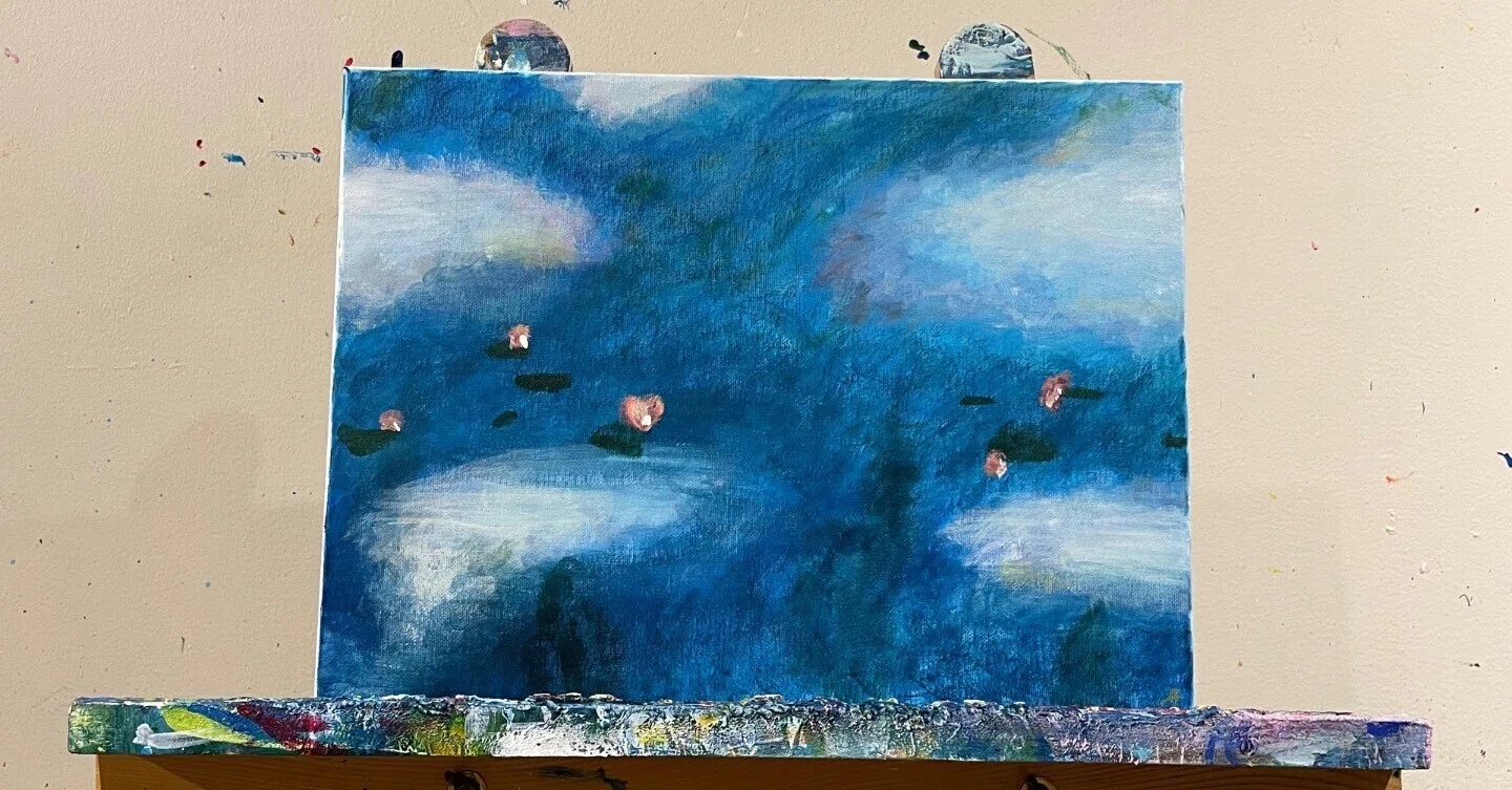 モネ 青い絵 花の絵画をジークレーの版画で制作した石井清の