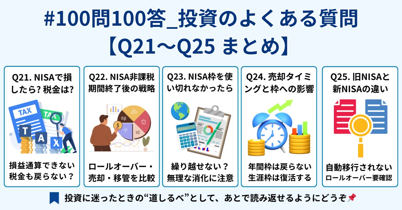 Week5】#100問100答_投資のよくある質問｜21〜Q25まとめ｜橘 龍馬