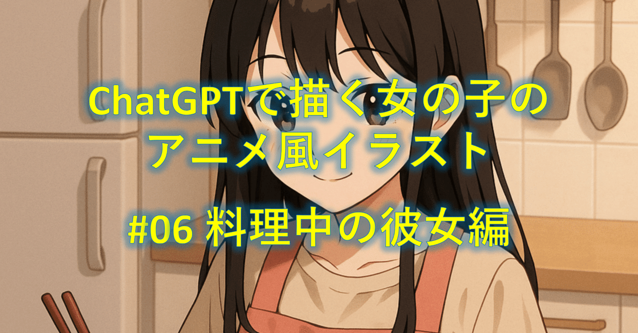 ChatGPTで描く女の子のアニメ風イラスト #06 料理中の彼女編prin