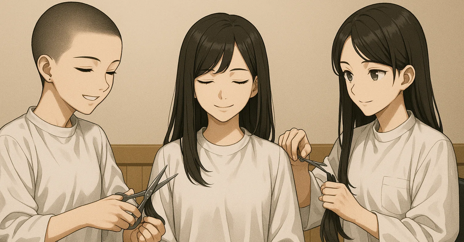 断髪小説】入れ替わりカット（6）ウィッグ制作会社女性の断髪ライブ