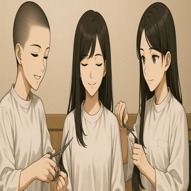 断髪小説】入れ替わりカット（6）ウィッグ制作会社女性の断髪ライブ