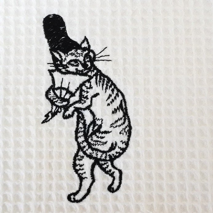 猫と鳥獣戯画と名入れスタイ Ajico 猫の刺繍小物 コイトネコ Note